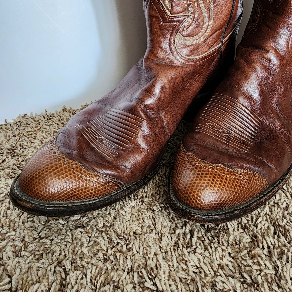 Tony Lama Rich Brown Western Boots - Picture 2 of 15